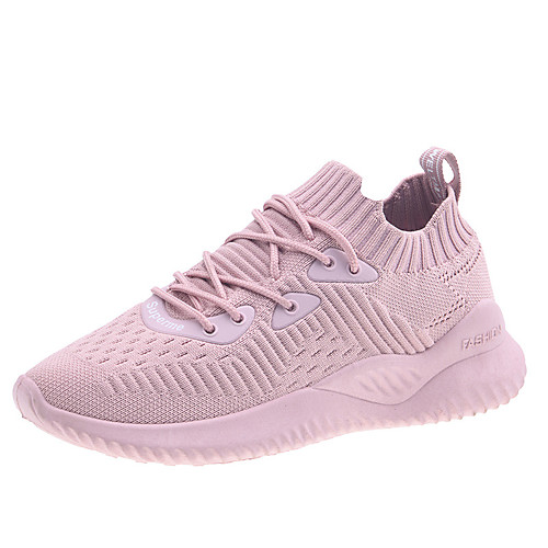 

Women's Trainers Athletic Shoes Flyknit Shoes Flat Heel Round Toe Sporty Athletic Outdoor Running Shoes Walking Shoes Tissage Volant Lace-up White Black Pink