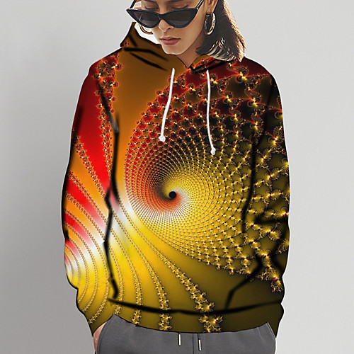 

Women's Hoodie Sweatshirt Graphic Print Daily Sports 3D Print Active Cute Hoodies Sweatshirts Slim Yellow