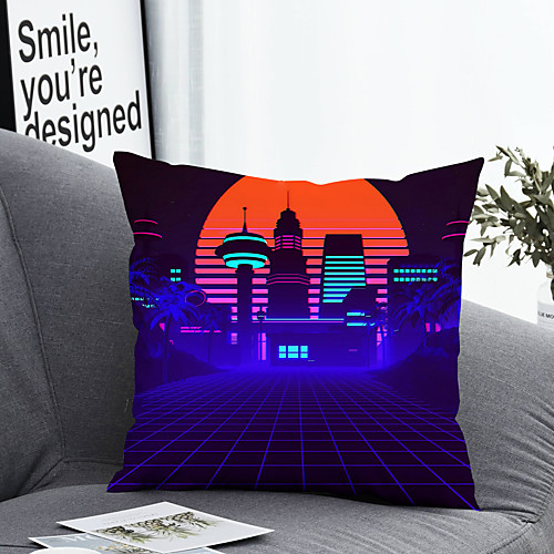 

1 pcs Polyester Pillow Cover & Insert, Cities Simple Classic Square Zipper Polyester Traditional Classic