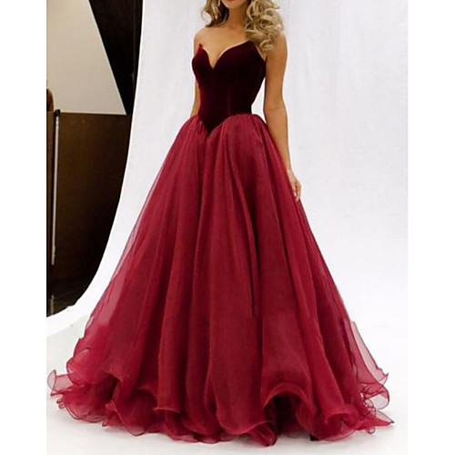 

A-Line Celebrity Style Elegant Prom Formal Evening Dress V Neck Sleeveless Floor Length Velvet with Pleats 2021