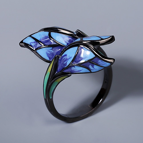 

Band Ring Two Stone Black Brass Floral Theme Flower Statement Artistic European 1pc 6 7 8 9 10 / Women's