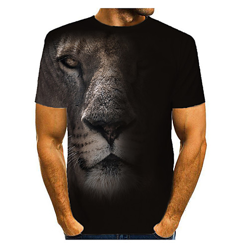 

Men's T shirt 3D Print Graphic 3D Animal Print Short Sleeve Casual Tops Simple Classic Black