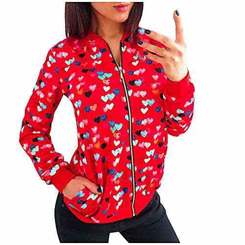 

Women's Daily Wear Coat Sporty Jacket Light Blue Red / Cotton