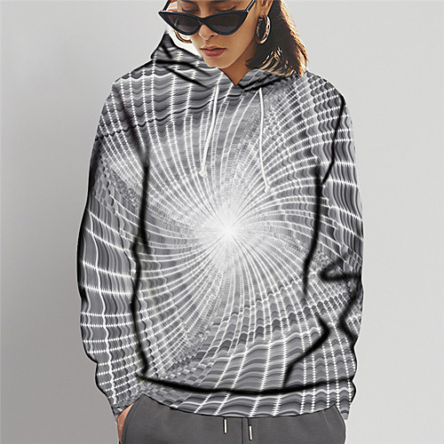 

Women's Hoodie Sweatshirt Graphic Print Daily Sports 3D Print Active Cute Hoodies Sweatshirts Slim Gray