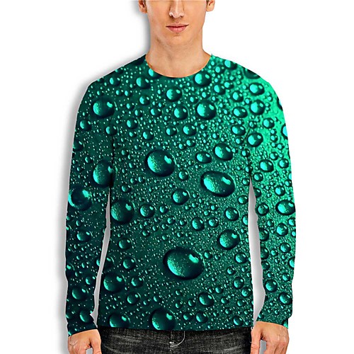 

Men's T shirt 3D Print Paisley 3D 3D Print Long Sleeve Daily Tops Casual Green