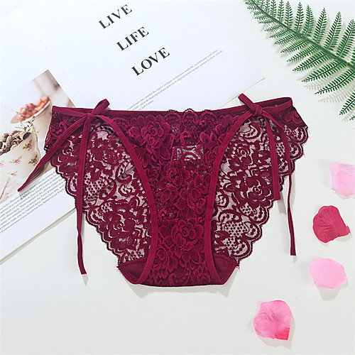 

Women's Normal Lace / Hole G-strings & Thongs Panties Stretchy Low Waist 1 PC Wine One-Size