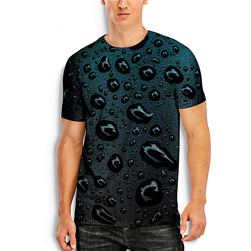 

Men's T shirt 3D Print Paisley 3D 3D Print Short Sleeve Daily Tops Casual Green