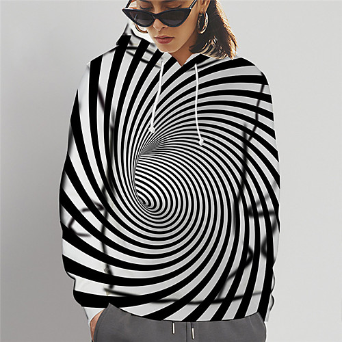 

Women's Pullover Hoodie Sweatshirt Graphic 3D Print Daily Going out 3D Print Basic Hoodies Sweatshirts Black