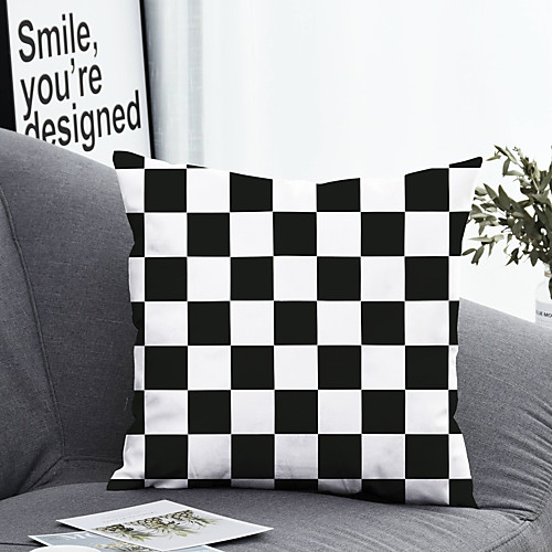

1 pcs Polyester Pillow Cover & Insert, Geometric Simple Classic Square Zipper Polyester Traditional Classic