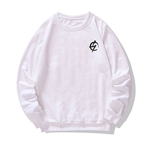 

Men's Pullover Sweatshirt Graphic Print Round Neck Daily Weekend Other Prints Casual Hoodies Sweatshirts Long Sleeve Purple Khaki White
