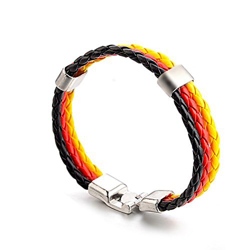 

National Flag Bracelet Braided Leather Cuff Men Women Soccer Fan Wristband (Germany)