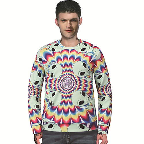 

Men's Pullover Sweatshirt Graphic Prints Skull Print Round Neck Sports & Outdoor Daily 3D Print Casual Hoodies Sweatshirts Long Sleeve White