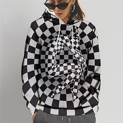 

Women's Hoodie Sweatshirt Graphic Geometric Print Daily Sports 3D Print Active Cute Hoodies Sweatshirts Slim Black