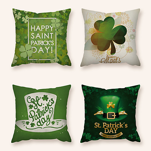 

4 pcs Linen Pillow Cover, Holiday Square Zipper Polyester Traditional Classic
