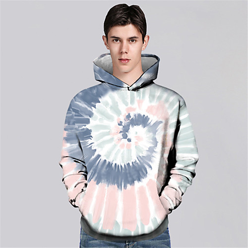 

Men's Pullover Hoodie Sweatshirt Tie Dye Graphic Prints Print Hooded Sports & Outdoor Daily 3D Print Casual Hoodies Sweatshirts Long Sleeve Blushing Pink