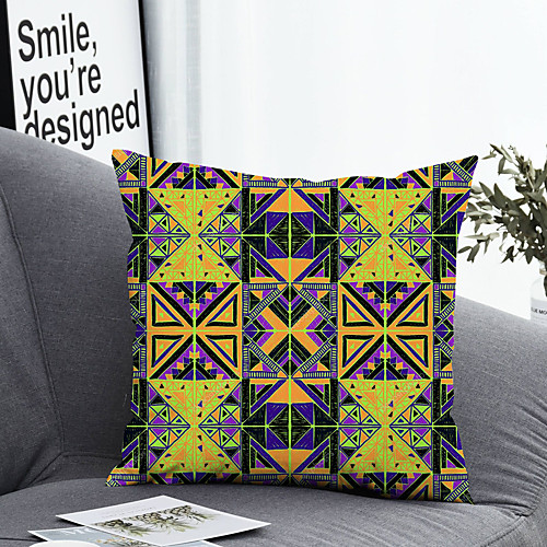 

1 pcs Polyester Pillow Cover & Insert, Geometric Simple Classic Square Zipper Polyester Traditional Classic