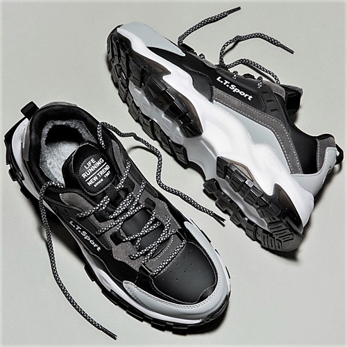 

Men's Trainers Athletic Shoes Sporty Casual Athletic Running Shoes PU Warm Non-slipping Wear Proof Blue BlackGray Winter