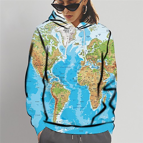 

Women's Hoodie Sweatshirt Graphic Print Daily Sports 3D Print Active Cute Hoodies Sweatshirts Slim Blue
