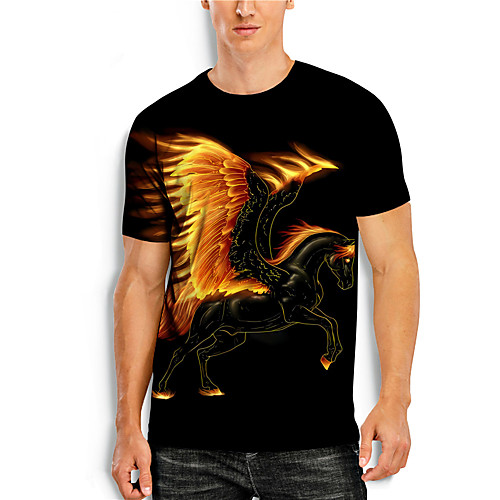 

Men's Tunic T shirt 3D Print Graphic Eagle Horse Animal 3D Print Print Short Sleeve Daily Tops Personalized Basic Chic & Modern Casual Round Neck Black / Summer