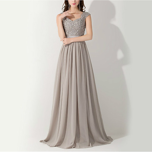 

A-Line Beautiful Back Floral Engagement Formal Evening Dress Scoop Neck Sleeveless Sweep / Brush Train Chiffon with Sash / Ribbon Appliques 2021