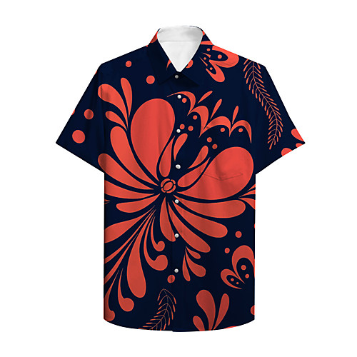 

Men's Shirt Other Prints Butterfly Animal Button-Down Print Short Sleeve Casual Tops Casual Hawaiian Black