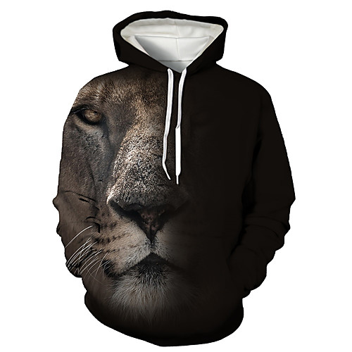 

Men's Pullover Hoodie Sweatshirt Graphic 3D Animal Print Hooded Daily 3D Print Basic Casual Hoodies Sweatshirts Long Sleeve Black