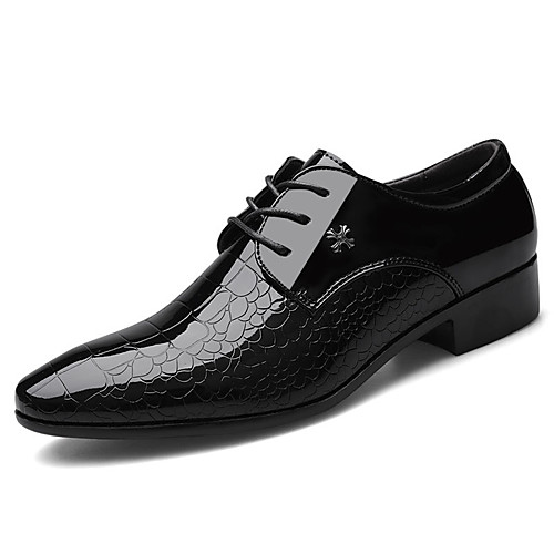 

Men's Oxfords Business Wedding Office & Career Walking Shoes PU Breathable Non-slipping Height-increasing Black Fall Spring