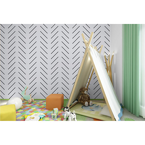 

Mural Wallpaper Wall Sticker Covering Print Peel and Stick Removable Black Strip Vinyl PVC Home Décor