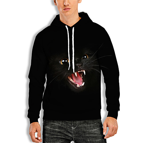 

Men's Pullover Hoodie Sweatshirt Graphic 3D Animal Print Hooded Daily 3D Print Basic Casual Hoodies Sweatshirts Long Sleeve Black