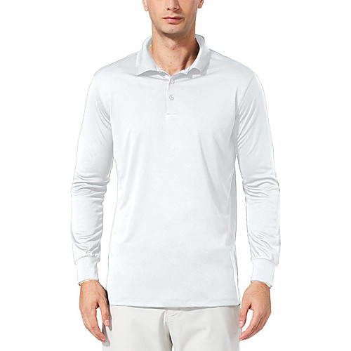 

LITB Basic Men's Polo Shirt Long Sleeve Tops Solid Color Casual Cotton Simple Basic