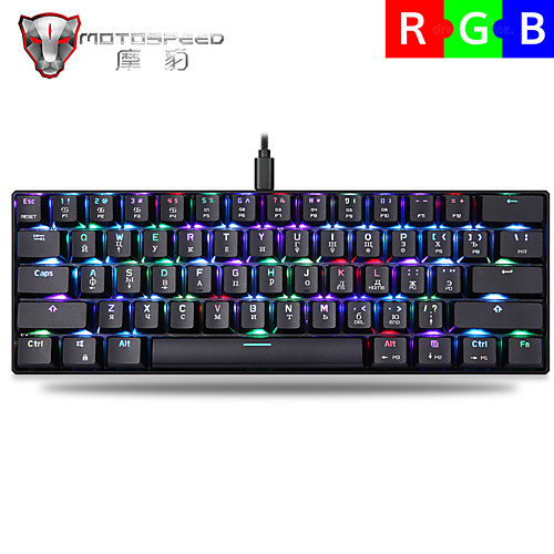 

MOTOSPEED ck61 Wireless Bluetooth 5Ghz USB Dual Mode / USB Wired Mechanical Keyboard Luminous 61 pcs Keys