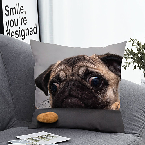 

1 pcs Polyester Pillow Cover & Insert, Animal Simple Classic Square Zipper Polyester Traditional Classic