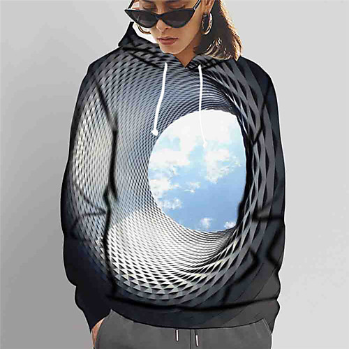 

Women's Hoodie Sweatshirt Graphic Print Daily Sports 3D Print Active Cute Hoodies Sweatshirts Slim Gray