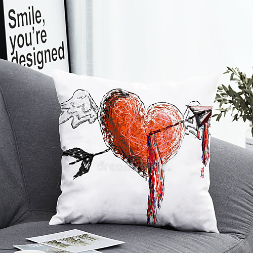 

1 pcs Polyester Pillow Cover & Insert, Heart Simple Classic Square Zipper Polyester Traditional Classic