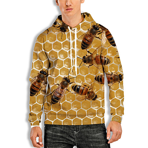 

Men's Pullover Hoodie Sweatshirt 3D Animal Print Hooded Daily Holiday 3D Print 3D Print Hoodies Sweatshirts Long Sleeve Yellow
