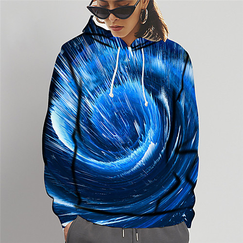 

Women's Hoodie Sweatshirt Graphic Galaxy Star Print Print Daily Sports 3D Print Active Cute Hoodies Sweatshirts Slim Blue