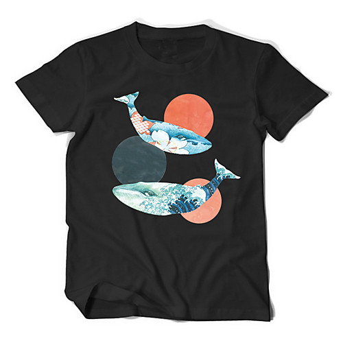 

Men's T shirt 3D Print Graphic Fish Animal Print Short Sleeve Daily Tops Cotton Casual Cute White Black Blue
