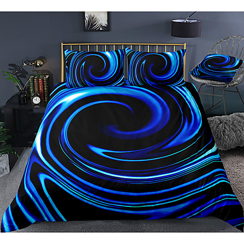 

3D Vortex 3-Piece Duvet Cover Set Hotel Bedding Sets Comforter Cover with Soft Lightweight Microfiber, Include 1 Duvet Cover, 2 Pillowcases for Double/Queen/King(1 Pillowcase for Twin/Single)