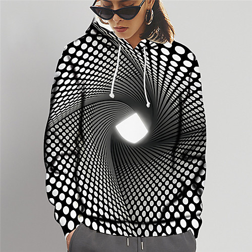 

Women's Pullover Hoodie Sweatshirt Polka Dot 3D Print Daily Sports 3D Print 3D Print Active Hoodies Sweatshirts Black