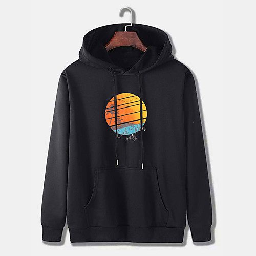 

Men's Pullover Hoodie Sweatshirt Graphic Landscape Print Hooded Daily Weekend 3D Print Casual Hoodies Sweatshirts Long Sleeve Wine Red Gray Black