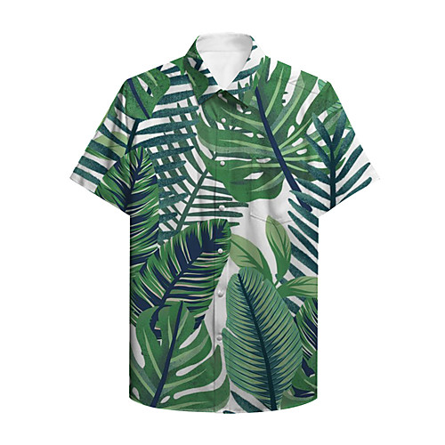 

Men's Shirt Other Prints Plants Button-Down Print Short Sleeve Casual Tops Casual Hawaiian Green