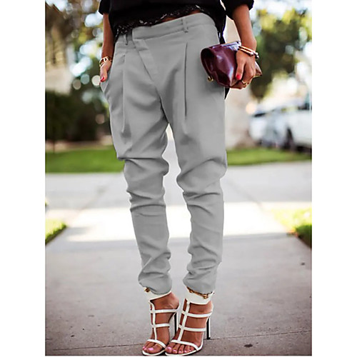 

Women's Simple Basic Causal Daily Work Harem Jogger Pants Pants Solid Colored Full Length Classic Pocket Asymmetric Blue Gray White Black