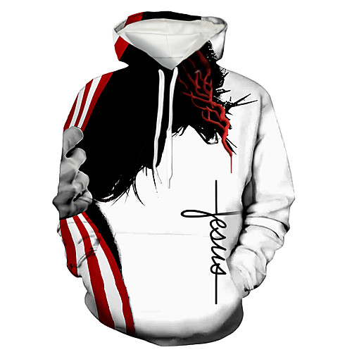 

Men's Pullover Hoodie Sweatshirt Graphic Print Hooded Daily Holiday 3D Print Basic Casual Hoodies Sweatshirts Long Sleeve White