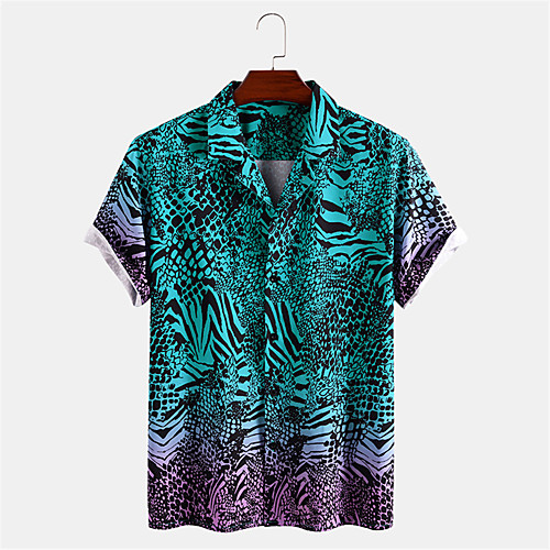 

Men's Shirt Other Prints Graffiti Button-Down Print Short Sleeve Daily Tops Casual Hawaiian Green / Summer