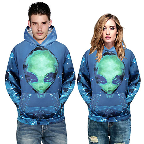 

Men's Pullover Hoodie Sweatshirt Graphic Prints Character Devil Print Hooded Sports & Outdoor Daily 3D Print Casual Hoodies Sweatshirts Long Sleeve Blue