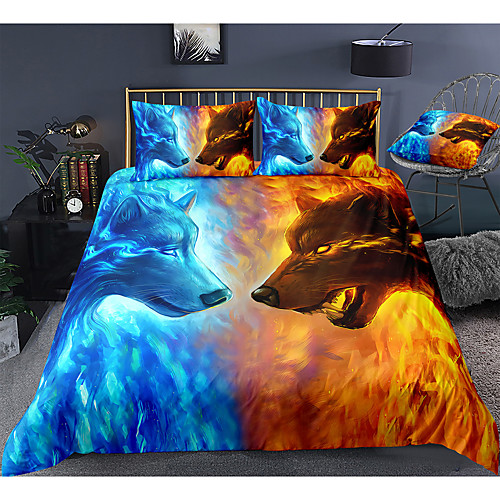 

3D Printing Home Bedding Duvet Cover Sets Soft Microfiber For Kids Teens Adults Bedroom Wolf 1 Duvet Cover 1/2 Pillowcase Shams