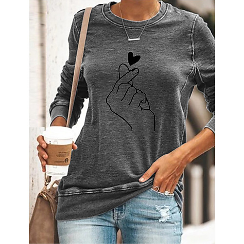 

Women's T shirt Graphic Long Sleeve Round Neck Tops Basic Basic Top Blue Wine Green