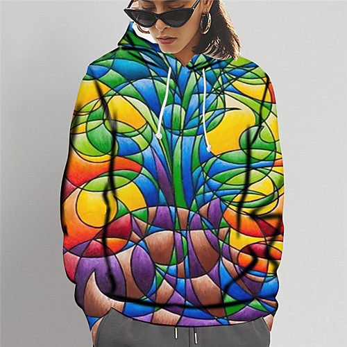 

Women's Hoodie Sweatshirt Graphic Print Daily Sports 3D Print Active Cute Hoodies Sweatshirts Slim Rainbow