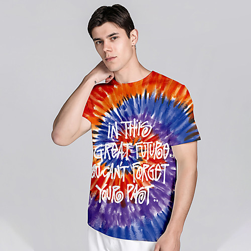 

Men's T shirt Shirt 3D Print Tie Dye Graphic Prints 3D Print Short Sleeve Daily Tops Casual Beach Round Neck Rainbow / Summer