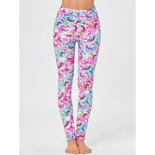 

Women's Sporty Yoga Breathable Comfort Quick Dry Sport Yoga Leggings Pants Graphic Full Length Print Rainbow